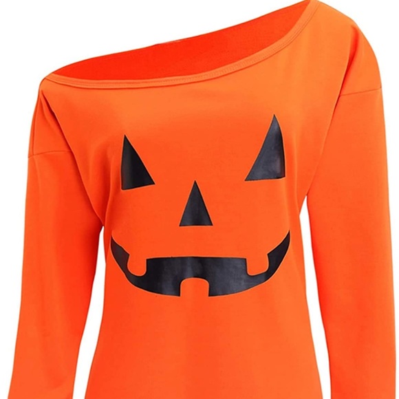 Pumpkin off shoulder sweater - Picture 1 of 3